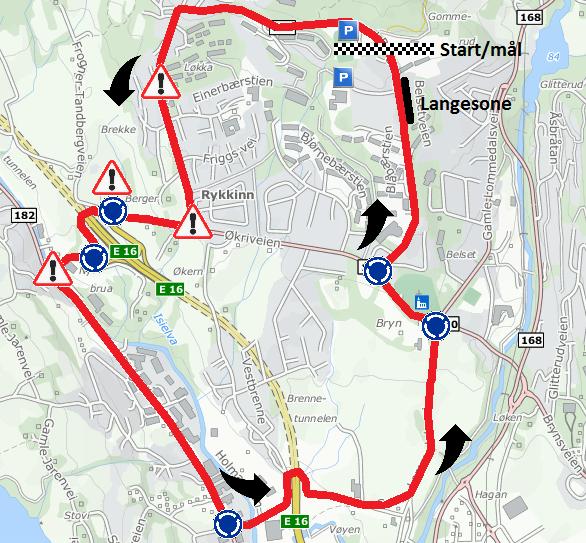 Løypekart og etappeinformasjon søndag 20. aug. 2. etappe fellesstart (rundløype) Rykkinn Skui Vøyenenga Rykkinn Start: Start/mål er ved Gommerud-banen på Rykkinn for samtlige klasser.