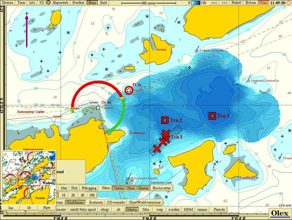 Figur 2.2. Skisse av anleggets plassering med punkt for prøvestasjonerstasjoner tegnet inn.