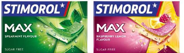 STIMOROL MAX DUO 23 G Nyhetene gir en spennende smak- og tyggeopplevelse, hvor det er 2 lag av kolliderende smaker og tekstur med sprø krystaller Dette gir en MULTI- SENORISK FØLELSE Produktene