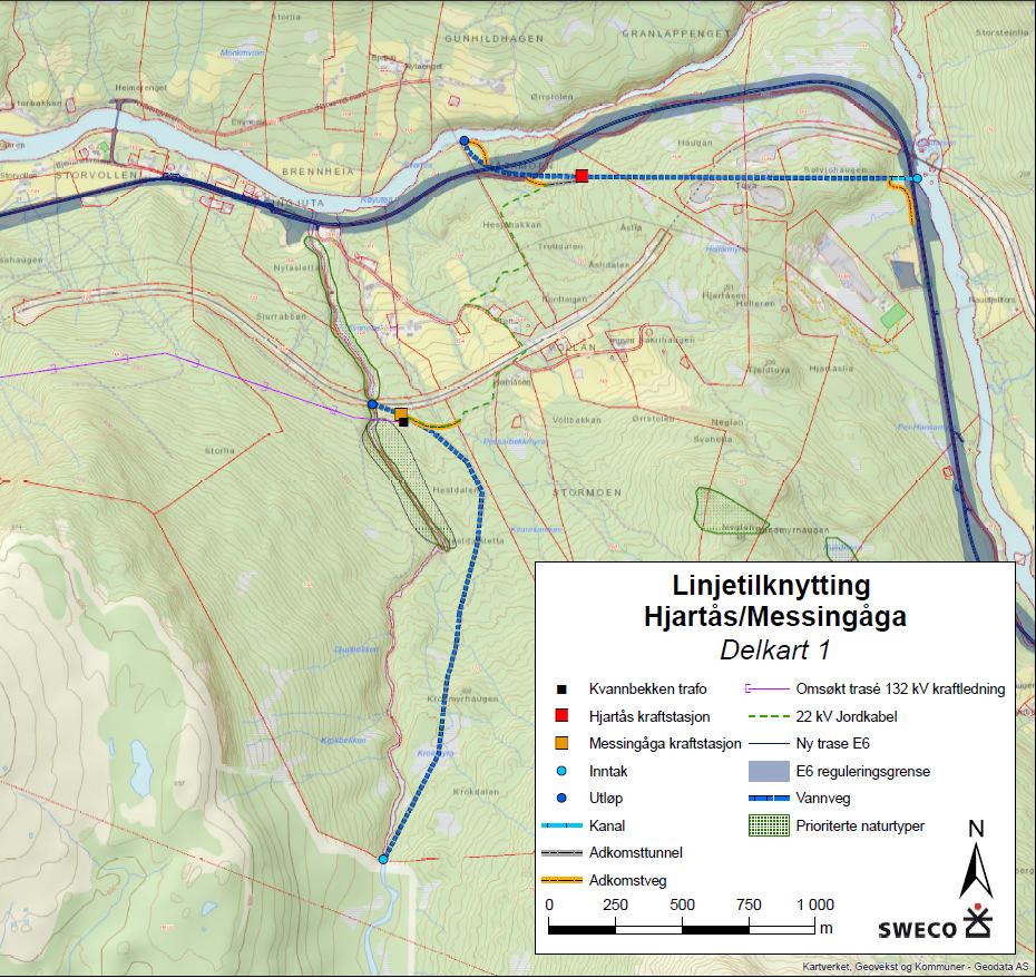 2 Beskrivelse av løsninger Traséen for 132 kv kraftledningen blitt endret I forhold til søknaden fra 18.10.2013.