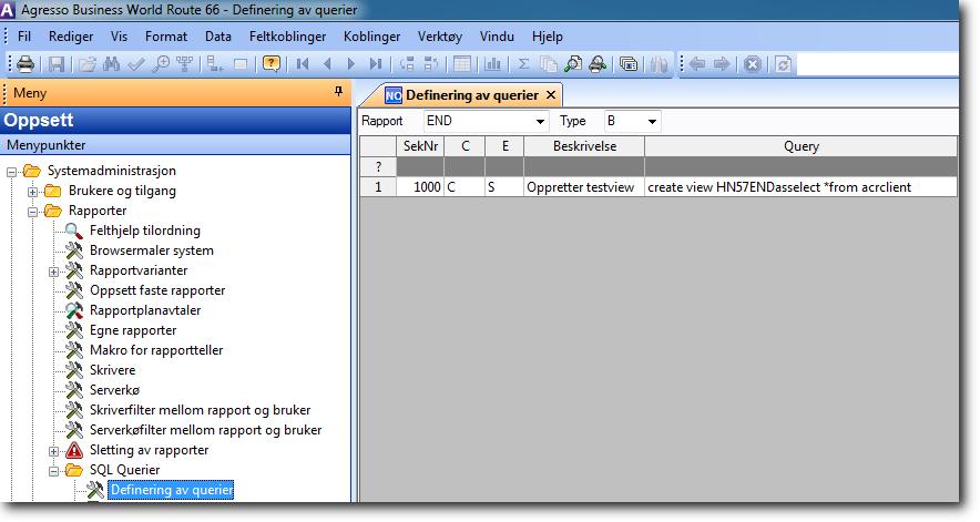 Tilpasningsmuligheter Det er lagt inn mulighet for å legge inn egendefinerte SQL querier i tilknytning til serverprosessen HN57.