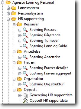 Nyheter / endringer Generelt HR Rapportering er en løsning som oppretter flere datagrunnlag som gjør det mulig å hente ut nøkkeltall og mer komplekse rapporter fra de ulike moduler som ligger under