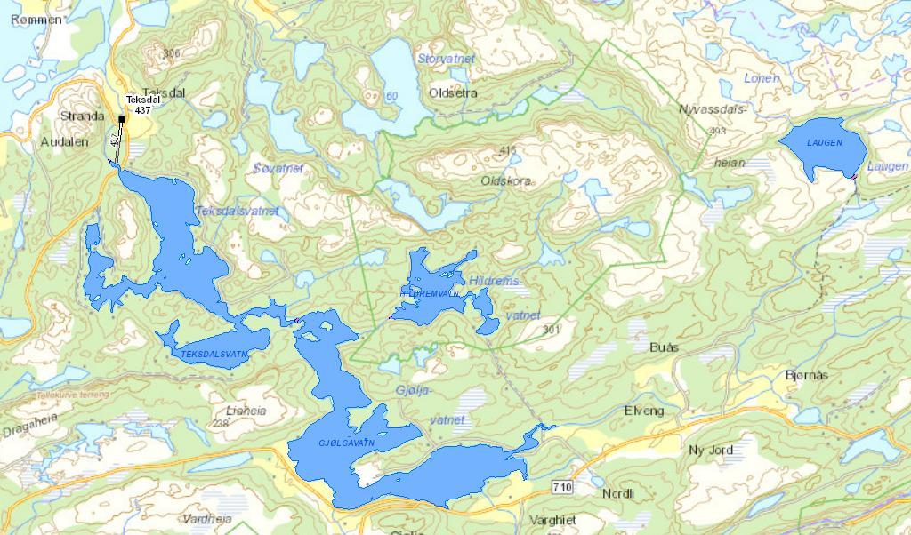 1.1 Teksdalsvassdraget Regional vannforvaltningplan setter mål om GØP innen 2021 for Teksdalselva og Tekstalsvatnet, og foreslår helårlig minstevannsføring i Teksdalselva