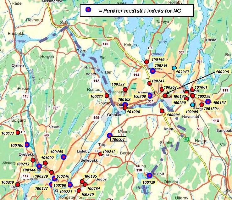 Transportanalyse KVU Nedre Glomma 9 Figur 2: Kart med tellepunkter NR Tpkt.