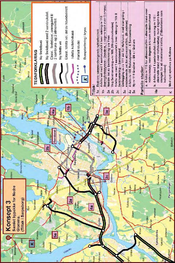 Transportanalyse KVU Nedre Glomma 57 Konsept 3: Samlet bypakke for Nedre Glomma tiltak i Sarpsborg