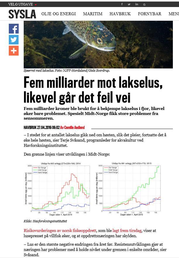 5MRD mot lakselus Brakklegging Rensefisk Mekanisk fjerning av lus