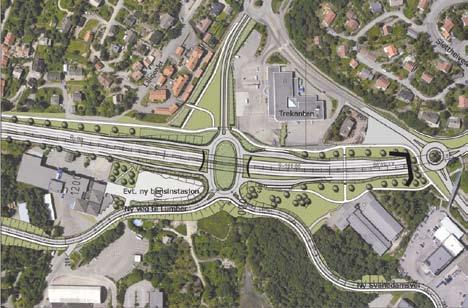 Alternativ 1A: Ny Rv456 går i tunnel fra Hannevika til Blørstad og følger dagens veg forbi Trekanten til Fiskådalen, hvor det blir bygd et nytt toplanskryss med