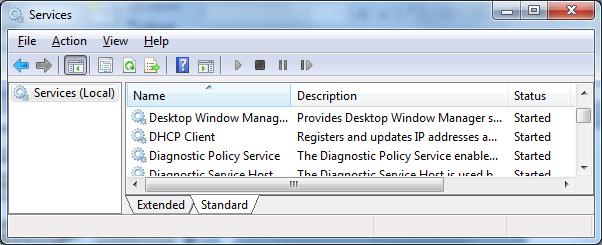 DHCP klient i Windows Kjører som en tjeneste i Windows DHCP Client under Services