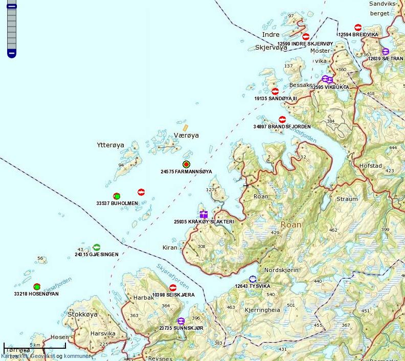 Vedlegg 6.3.2 Godkjente lokaliteter i nærområdet Kart over godkjente lokaliteter i nærområdet til lokaliteten. Hentet fra Fiskeridirektoratets nettside; http://kart.