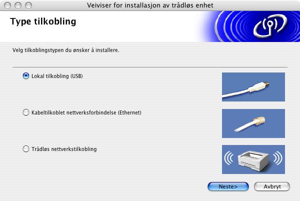 Trinn 2 Installere driveren og programvaren 4 For brukere av USB-grensesnittkabel For Mac OS X 10.2.4 eller høyere Viktig Kontroller at du har fullført alle instruksjonene i trinn 1 Sette opp maskinen på sidene 5 til og med 13.