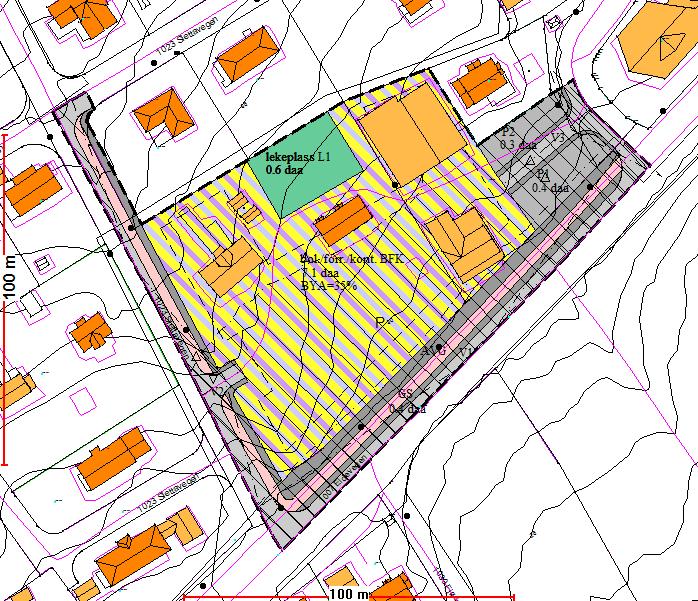 Planområde med eksisterende bebyggelse som skal rives. OPPSTARTSMELDING Planutvalget vedtok 14.10.2013 oppstart av reguleringsarbeid på Møllerop-området.