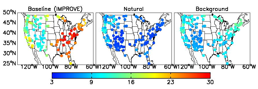 VISIBILITY IN U.S. WILDERNESS AREAS 2001 observations Natural Background; includes