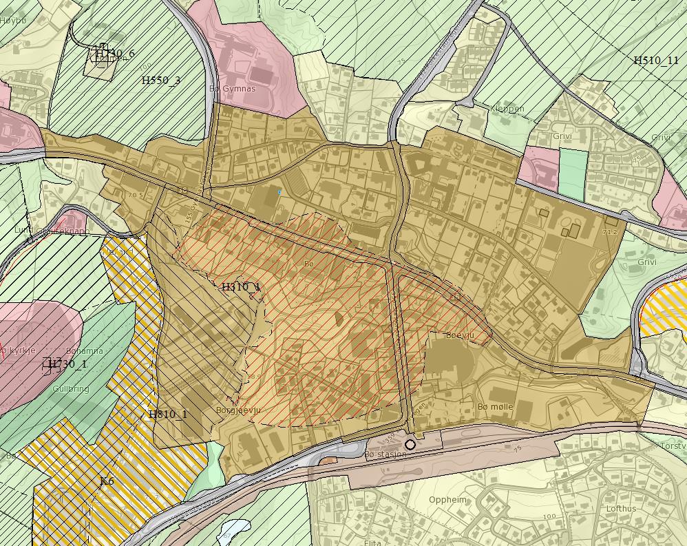 3.3.2 Kommunenplanens arealdel 2015-2027 Planområdet er i kommuneplanens arealdel i hovudsak avsatt til sentrumsformål (brunt).