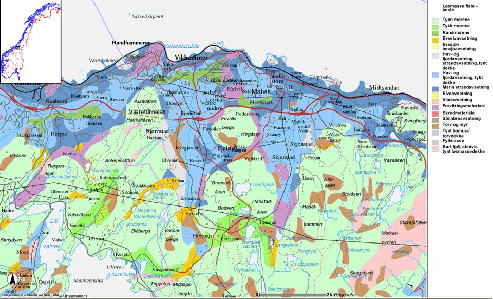 7 Kvartærgeologisk kart (fra NGU.