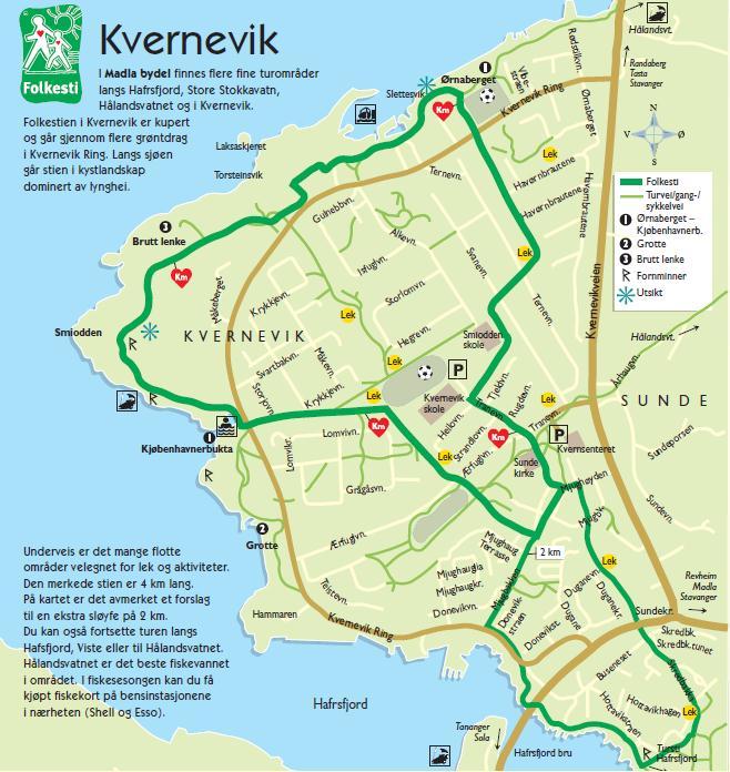 Planbeskrivelse med konsekvensutredning 50 Figur 8.2: Utsnitt for Kvernevik fra kart over Folkestier i Stavanger kommune (Kilde: www.stavanger.kommune.no).