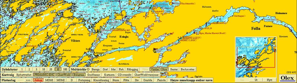 Prøvetakingsstasjonene i denne undersøkelsen ble lagt i nærsonen til oppdrettsanlegget, i overgangssonen cirka 310 meter nordøst for anlegget, og i fjernsonen cirka 800 meter nordøst for anlegget.