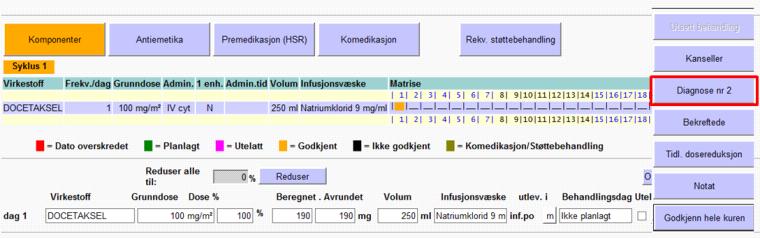 B. Angi diagnose som Ikke angitt og bestill den ønskede kuren. Det er mulig å velge blant alle tilgjengelige kurer i biblioteket.