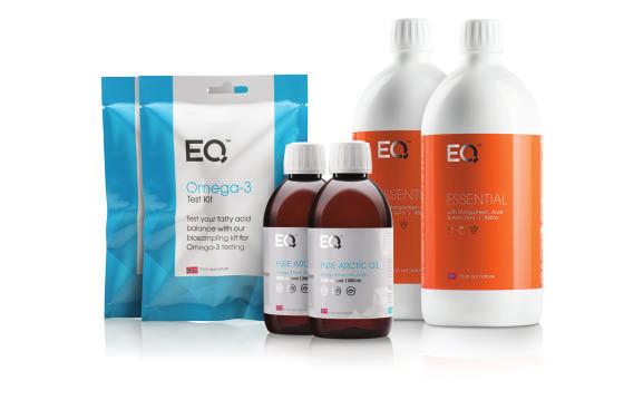 EQ PURE ESSENTIAL ØVRIGE PRODUKTER EQ PURE ESSENTIAL MED 2 TESTER Ren omega-3 olje fra 100 % arktisk villfisk & et bredt spekter av vitaminer og mineraler beriket med super frukt ekstrakter EQ Pure