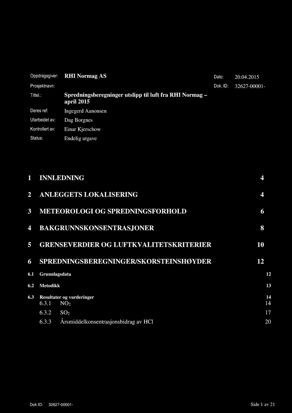 Rapport Oppdragsgiver: RHI Normag AS Dato: 20.04.2015 Prosjektnavn: Click hereto entertext. Dok.ID: 32627-00001- Tittel.