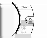 74 Instrumenter og betjeningselementer Spenningsindikatoren viser den momentane lade- og utladingsflyten enten inn i eller ut av høyspenningsbatteriet.