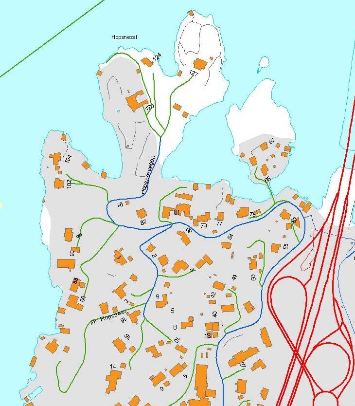 Turproduksjon Hopsneset på Hopsnesveien langs planområdet.