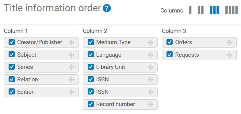 Her kan du også konfigurere hvordan trefflista skal se ut: Velg antall kolonner du vil ha i din postvisning Velg hvilke felt som