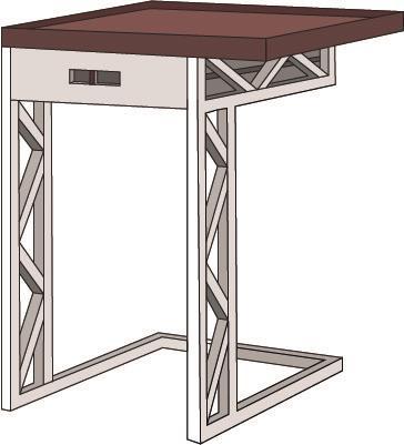 Figur 19. Skisser til diverse møbler inspirert av «sikksakkmønster» i stålkonstruksjoner. Figur 20. Skisse til nattbord med løst serveringsbrett.