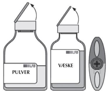 Emballasje (type og innhold) Én pakning inneholder: - Pulver (1,5 g humant fibrinogen) i et fargeløst type I-hetteglass lukket med en silikonisert brombutylpropp, en aluminiumshette og en plastskive.