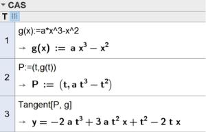 Oppgave 5 (4 poeng) Nettkode: E 4D82 Funksjonen er gitt ved Grafen til har en tangent i punktet. Tangenten skjærer grafen til i et annet punkt. Se skissen nedenfor.