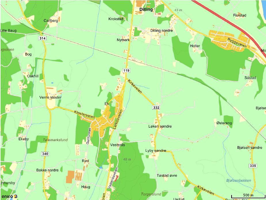 0.01 ORIENTERING Side 1 Rygge kommune skal legge nytt ledningsanlegg opp til Larkollveien fra eksisterende anlegg langs bekken. Områdets geografiske beliggenhet er vist i nedenstående kartutsnitt.