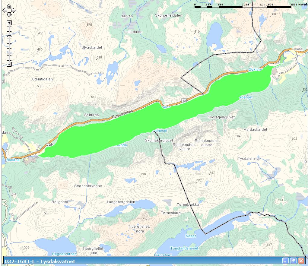 Tysdalsvatnet (032-1681-L) Overvåkingsdata mm: Merknader: Middels, kalkfattig, klar, dyp (innsjø) God (ph: