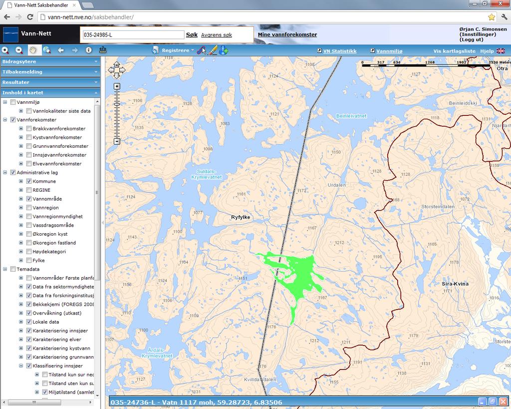 Vatn 1117 moh, 59.28723, 6.