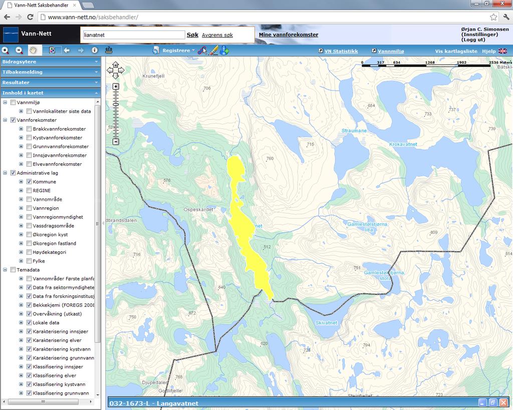 Langavatnet (032-1673-L) Moderat (ph: svært god; tot alkalitet: moderat) Risiko Liten grad