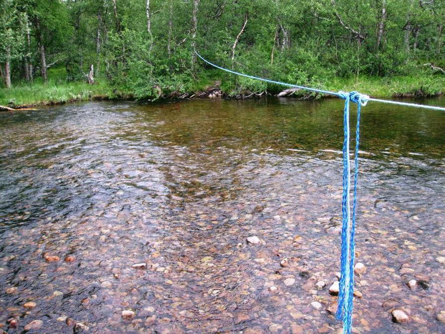 Vadetau brukes for å krysse et av løpene til Mugga.