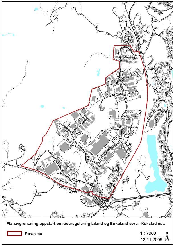 Forslag til planprogram Reguleringsplan med konsekvensutredning for Kokstad øst 7 3 Beskrivelse av planområdet Planområdet er om lag 1300 da og utgjør en viktig del av den økonomiske korridoren