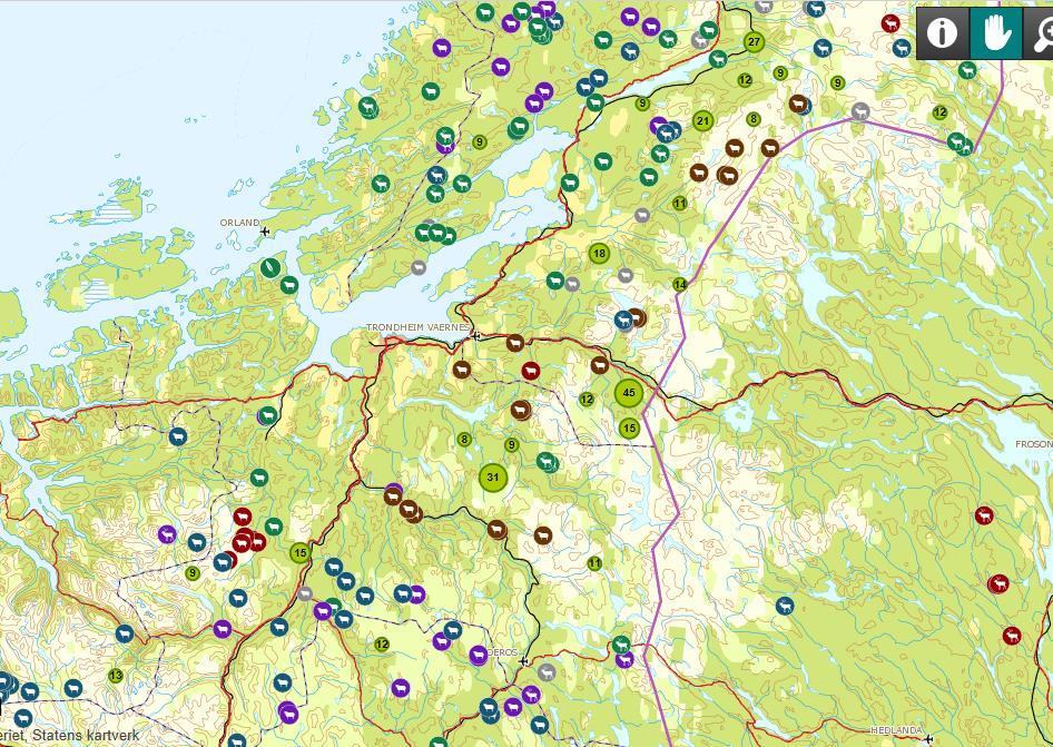 Påviste skader 2016 400 350 300 250 200 150 100 50 0 Dokumentert og antatt rovviltskader på sau i