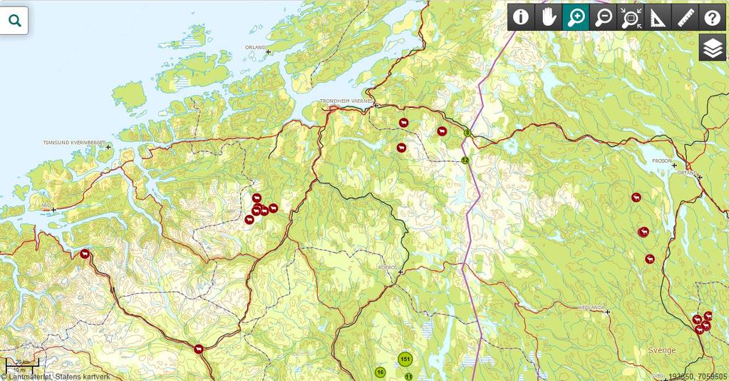 Ulveskader 2016 50 45 40 35 30 68 sauer og 104 lam omsøkt 30 30 31 44 Sau Rein Samlet 25 20 15 10 5 0 18 18 19 14 9 5 2 0