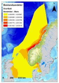 Norskehavet, i sommer (april-juli), høst (august-november) og vintersesongen 