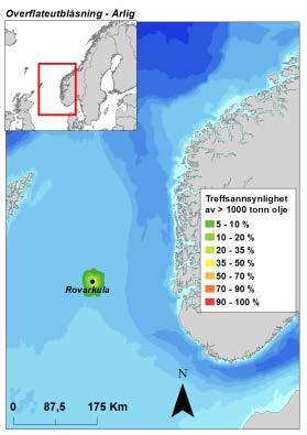 Influensområdet er basert på alle utslippsrater og varigheter og deres individuelle sannsynligheter (stokastisk simulering).