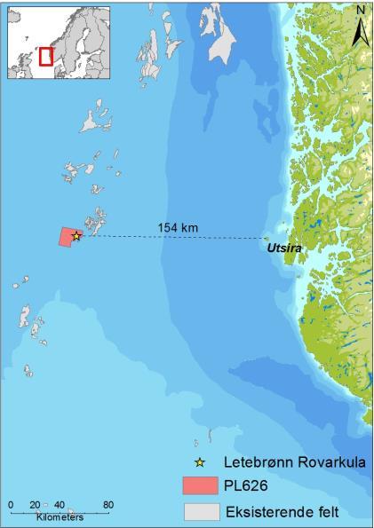 1 INNLEDNING 1.1 Aktivitetsbeskrivelse Det Norske Oljeselskap ASA (heretter Det Norske) planlegger boring av letebrønn Rovarkula i PL626 i Nordsjøen. Brønnen ligger i vestlig del av Nordsjøen, ca.