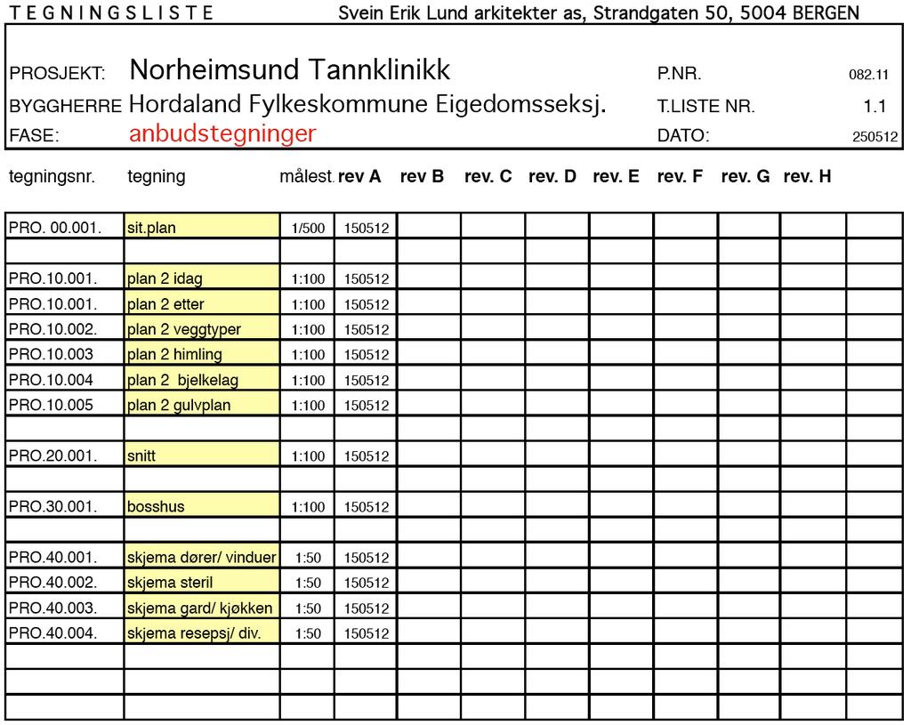 DTO. KONTROLL / ISJONSLISTE KTR. E.KTR. TILTKSHVER RKITEKT DRESSE / TELEFONLISTE RK Pb.