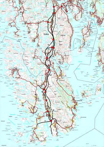 Delprosjekt 2; Sotra sør Rv 555 Kolltveit Austefjorden Delstrekningar