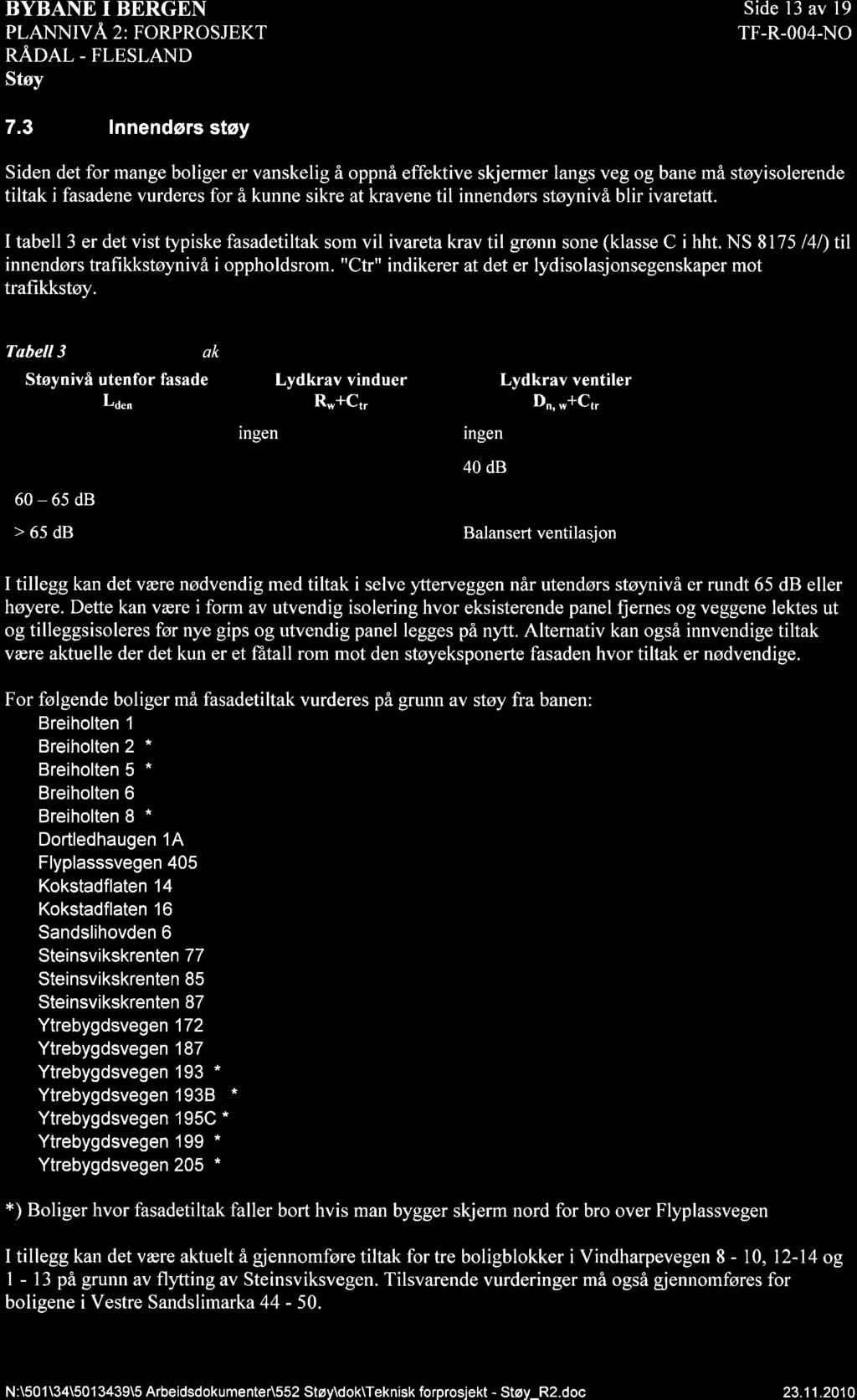 BYBANE I BERGEN Side 13 av 19 PLANNIV.A 2: FORPROSJEKT TF-R-OO4.NO NÅOAI - FLESLAND 7.