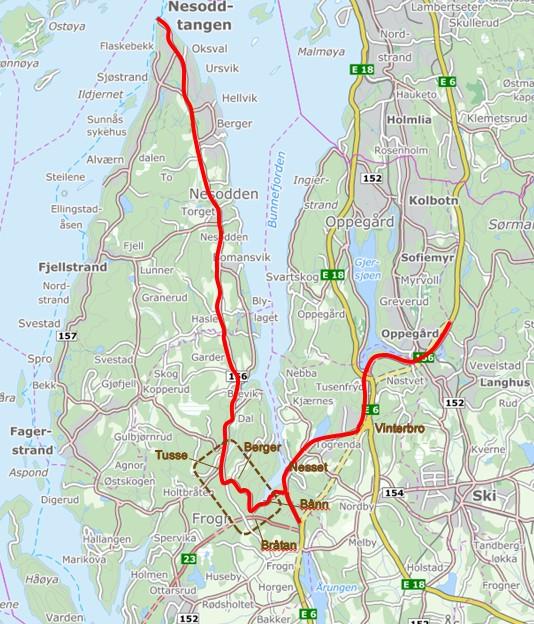 Planområdet omfatter en strekning på ca. 3 kilometer mellom Bråtan ved dagens Rv.23 i sør og Søndre Dal langs dagens fv.156 i nord. Hele planområdet befinner seg innenfor.