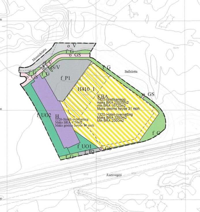 Figur 22 Utsnitt av plan 2008 110 (Sandnes kommune) Plan 0526 Bedriftsidrettsarena med tilleggsfunksjoner, Forus delfelt D6 detaljregulering,