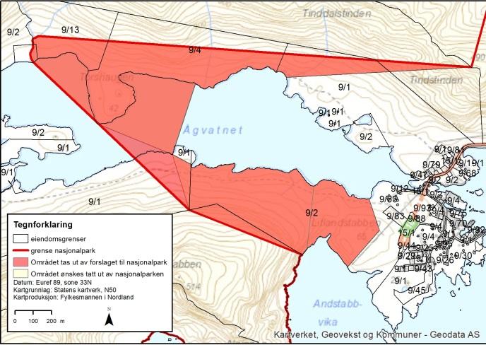 Ågvatnet (Moskenes): Ved Ågvatnet er det kommet innspill om å ta ut deler av eiendom 9/2 sørvest for Ågvatnet.