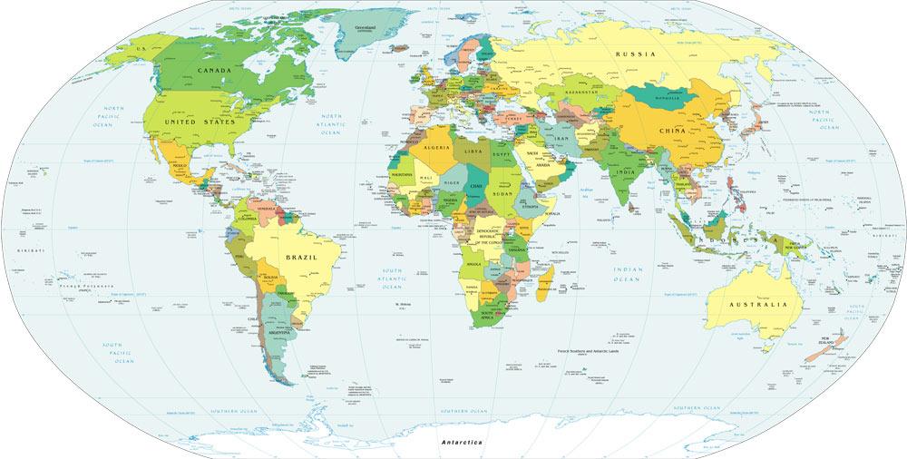 Bildet av verdenskartet viser avstanden mellom Norge og Antarktis, hvor