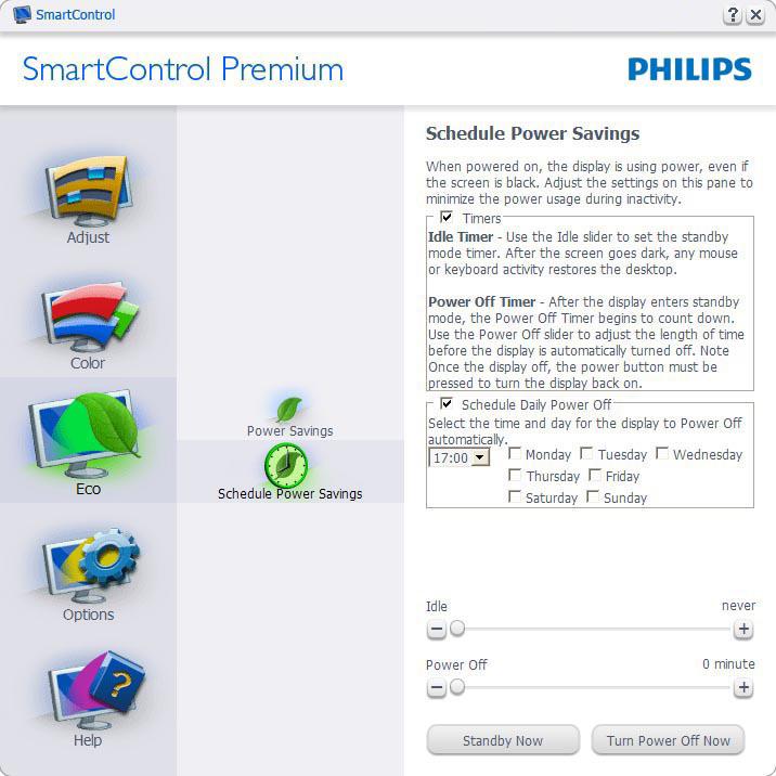 3. Bildeoptimering ECO-meny Options menu (Alternativmeny) Theft Deterrence (tyverisikring) ruten er kun aktiv når Theft Deterrence (Tyverisikring) modus er valgt fra Plug-in