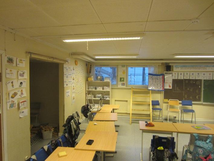 Bilde 20: I klasserommet i kjelleren av Bygg B er det en