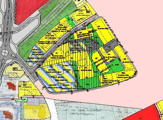 Utsnitt, Tobienborg, gjeldende reguleringsplan Oddemarka kryssområde